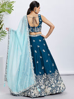 Superb Teal Color Georgette Fabric Party Wear Lehenga