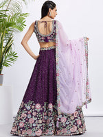 Beautiful Purple Color Chiffon Fabric Party Wear Lehenga