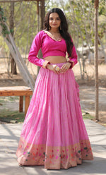 Superb Pink Color Viscose Fabric Party Wear Lehenga