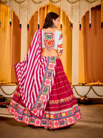 Dazzling Pink Color Satin Fabric Party Wear Lehenga