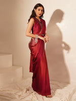 Pretty Maroon Color Imported Fabric Readymade Saree