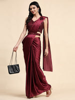 Pleasure Maroon Color Imported Fabric Readymade Saree