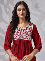 Pretty Maroon Color Rayon Fabric Short Kurti