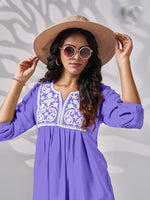 Pretty Purple Color Rayon Fabric Short Kurti