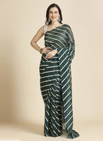 Lovely Green Color Chiffon Fabric Designer Sarees