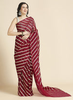 Lovely Maroon Color Chiffon Fabric Designer Sarees