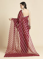 Lovely Maroon Color Chiffon Fabric Designer Sarees