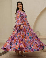 Striking Pink Color Chinon Fabric Gown