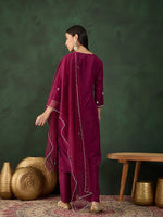 Beautiful Purple Color Muslin Fabric Designer Suit