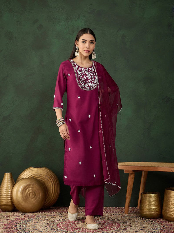 Beautiful Purple Color Muslin Fabric Designer Suit