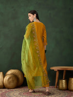 Beautiful Mustard Color Muslin Fabric Designer Suit