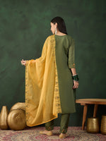 Beautiful Green Color Muslin Fabric Designer Suit