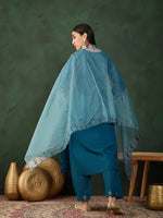 Angelic Teal Color Chinon Fabric Designer Suit