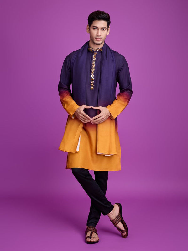 Impressive Voilet Color Rayon Fabric Mens Kurta