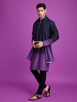 Impressive Black Color Rayon Fabric Mens Kurta