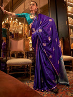 Grand Voilet Color Satin Fabric Partywear Saree