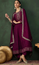 Amazing Magenta Color Vichitra Fabric Designer Suit