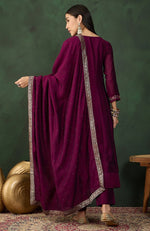 Amazing Magenta Color Vichitra Fabric Designer Suit