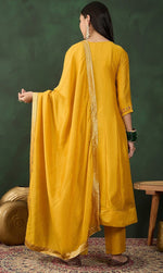 Amazing Yellow Color Vichitra Fabric Designer Suit