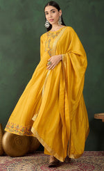 Amazing Yellow Color Vichitra Fabric Designer Suit