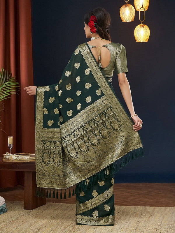 Grand Green Color Georgette Fabric Partywear Saree