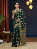 Grand Green Color Georgette Fabric Partywear Saree