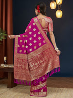 Grand Pink Color Georgette Fabric Partywear Saree