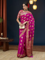 Grand Pink Color Georgette Fabric Partywear Saree