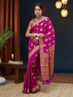 Grand Pink Color Georgette Fabric Partywear Saree