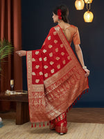 Grand Red Color Georgette Fabric Partywear Saree