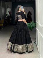 Magnetic Black Color Chanderi Fabric Party Wear Lehenga