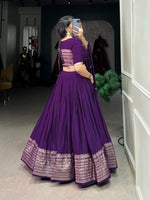 Magnetic Purple Color Chanderi Fabric Party Wear Lehenga