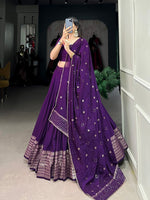 Magnetic Purple Color Chanderi Fabric Party Wear Lehenga