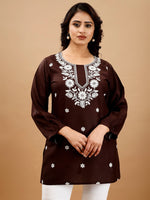 Pretty Brown Color Viscose Fabric Designer Kurti