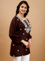 Pretty Brown Color Viscose Fabric Designer Kurti