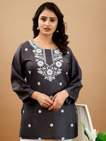 Pretty Grey Color Viscose Fabric Designer Kurti