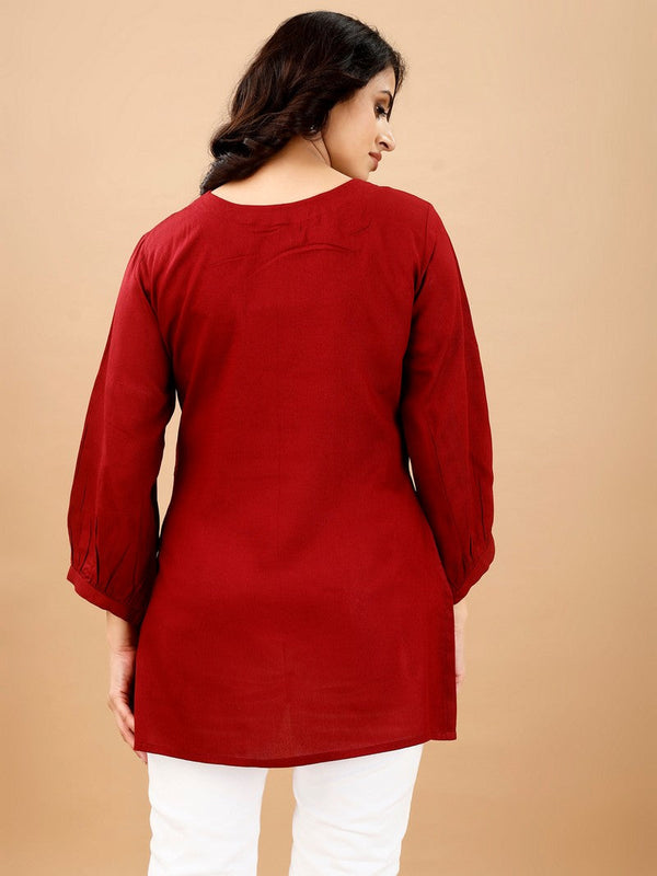 Pretty Red Color Viscose Fabric Designer Kurti