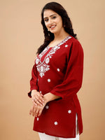 Pretty Red Color Viscose Fabric Designer Kurti