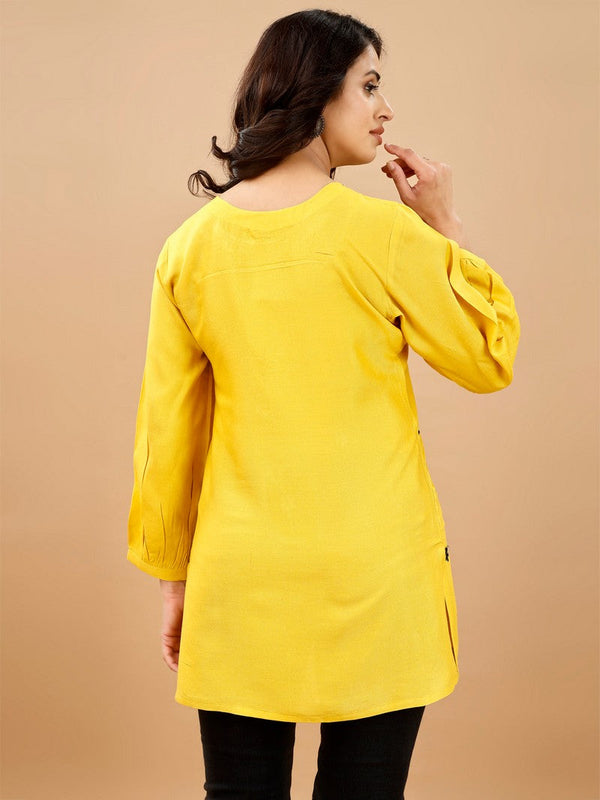 Pretty Yellow Color Viscose Fabric Designer Kurti