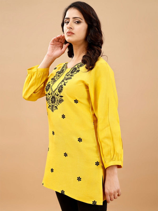 Pretty Yellow Color Viscose Fabric Designer Kurti