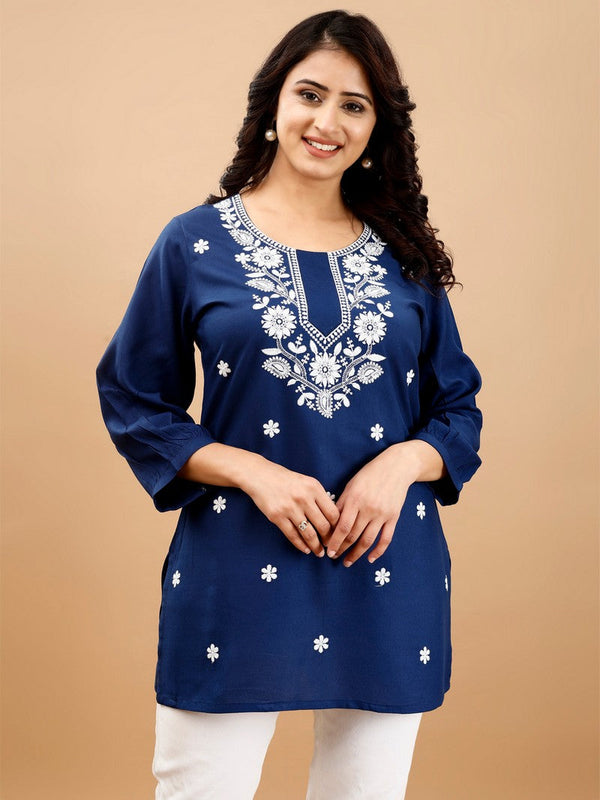 Pretty Blue Color Viscose Fabric Designer Kurti