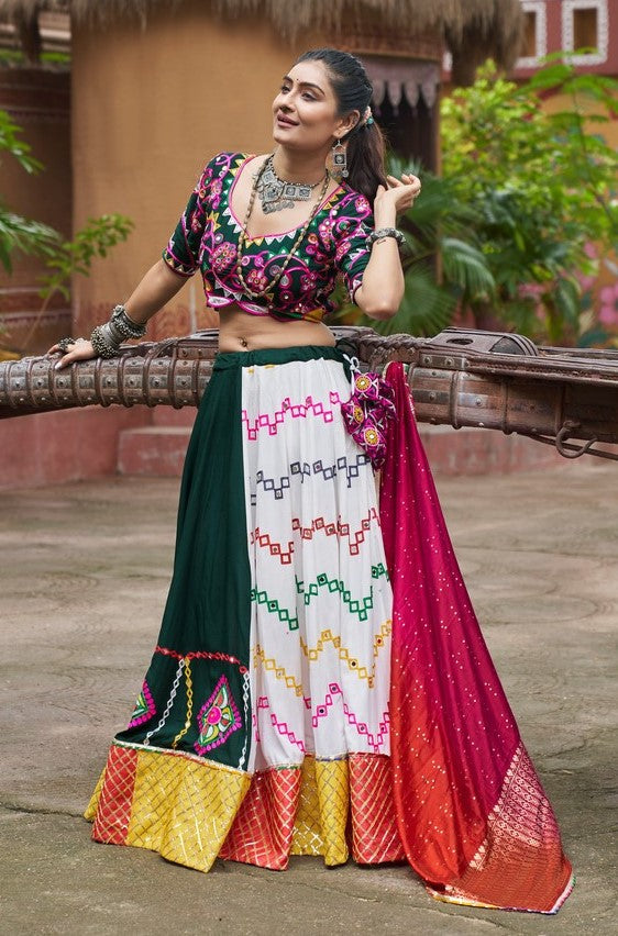 Superb Multi Color Rayon Fabric Party Wear Lehenga