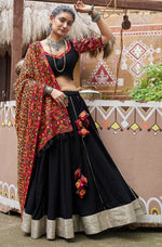 Superb Black Color Rayon Fabric Party Wear Lehenga