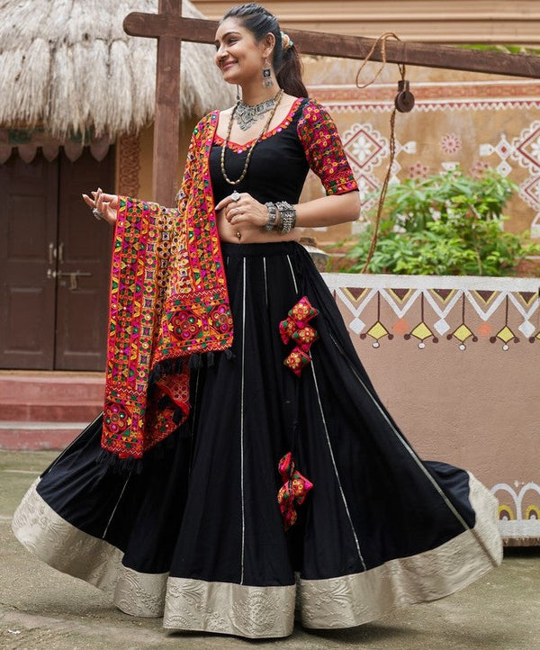 Superb Black Color Rayon Fabric Party Wear Lehenga