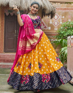 Superb Yellow Color Cotton Fabric Party Wear Lehenga