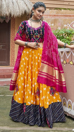 Superb Yellow Color Cotton Fabric Party Wear Lehenga