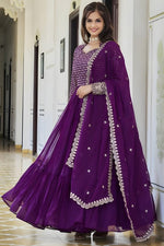 Divine Purple Color Georgette Fabric Gown