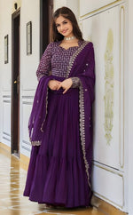 Divine Purple Color Georgette Fabric Gown