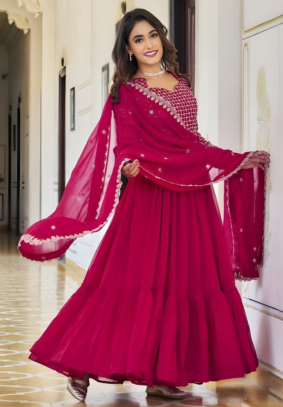 Divine Magenta Color Georgette Fabric Gown