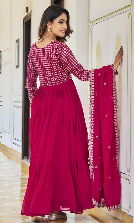 Divine Magenta Color Georgette Fabric Gown